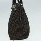 FENDI Zucca Canvas Hand Bag Brown Black gold85463