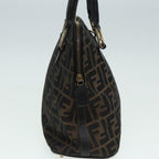 FENDI Zucca Canvas Hand Bag Brown Black gold85463