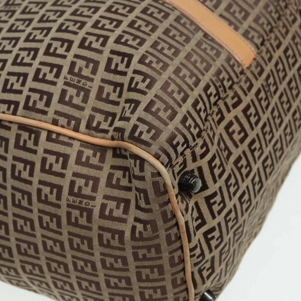 FENDI Zucchino Canvas Boston Bag 2way Beige Brown85464