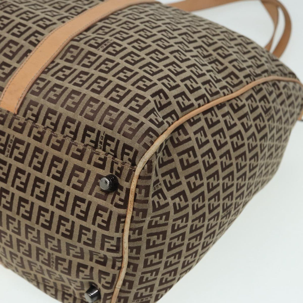 FENDI Zucchino Canvas Boston Bag 2way Beige Brown85464