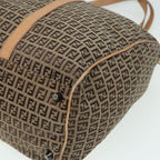 FENDI Zucchino Canvas Boston Bag 2way Beige Brown85464