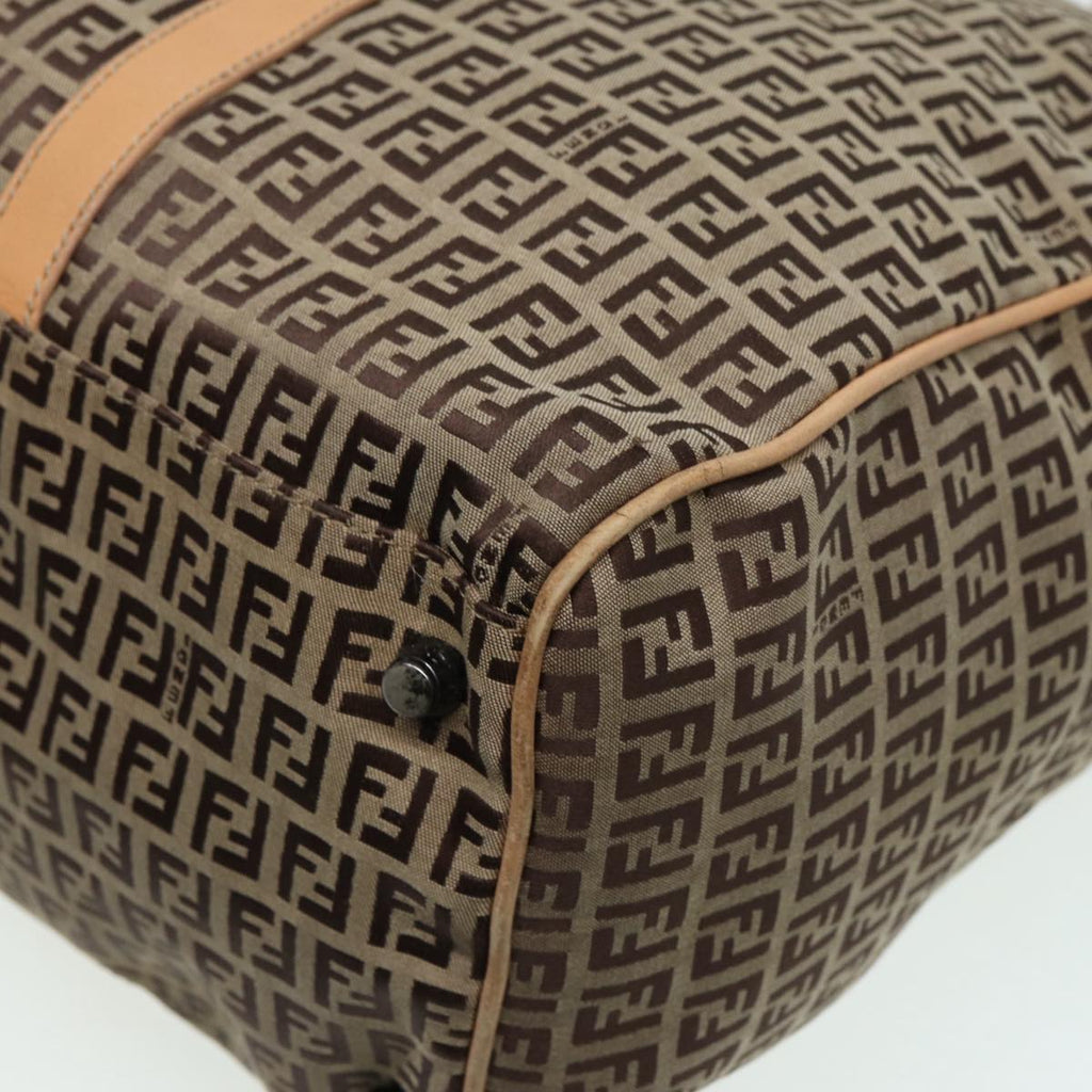 FENDI Zucchino Canvas Boston Bag 2way Beige Brown85464