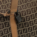FENDI Zucchino Canvas Boston Bag 2way Beige Brown85464