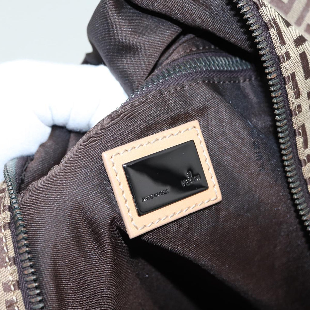 FENDI Zucchino Canvas Boston Bag 2way Beige Brown85464