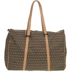 FENDI Zucchino Canvas Boston Bag 2way Beige Brown85464