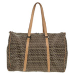 FENDI Zucchino Canvas Boston Bag 2way Beige Brown85464