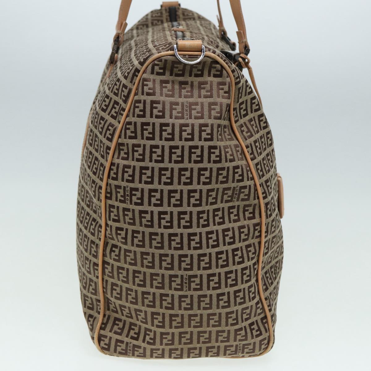 FENDI Zucchino Canvas Boston Bag 2way Beige Brown85464