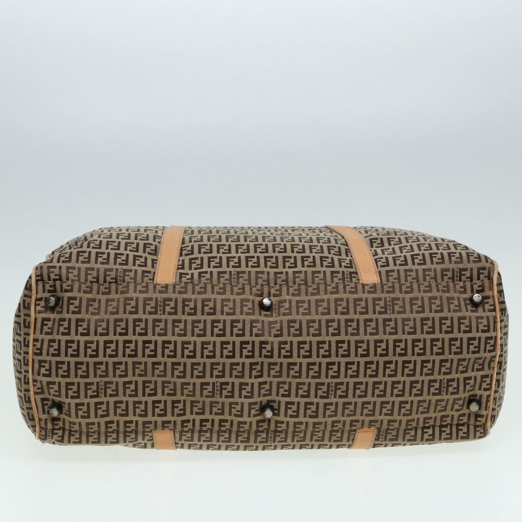 FENDI Zucchino Canvas Boston Bag 2way Beige Brown85464