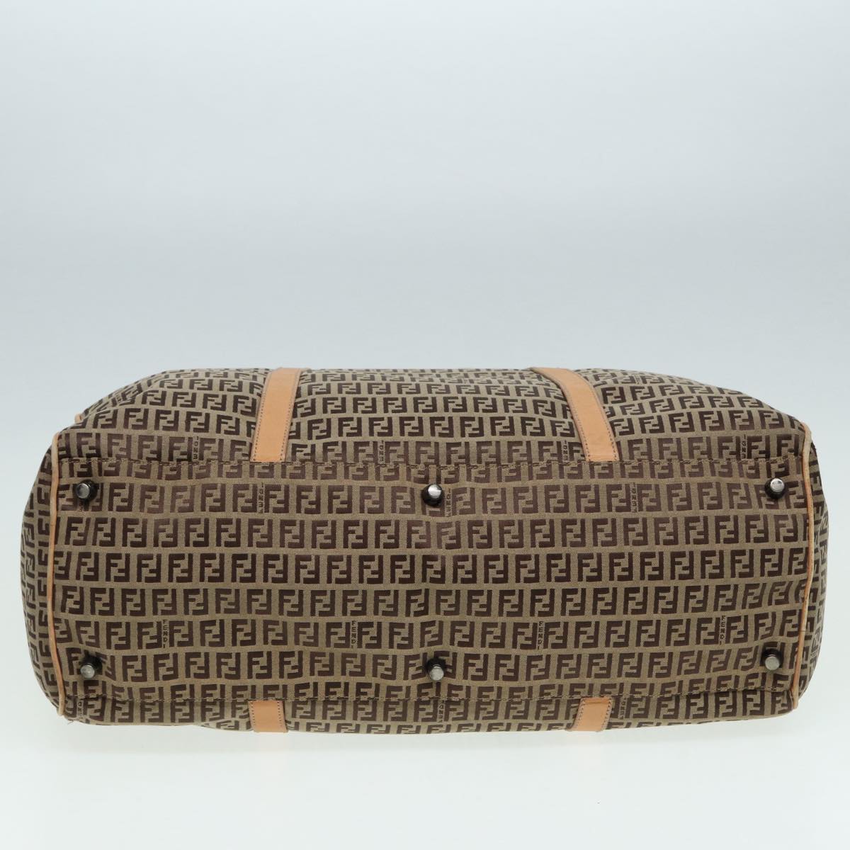 FENDI Zucchino Canvas Boston Bag 2way Beige Brown85464