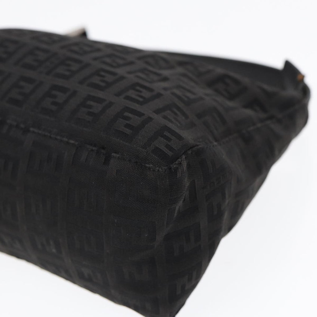 FENDI Zucchino Canvas Hand Pouch Black Silver85554