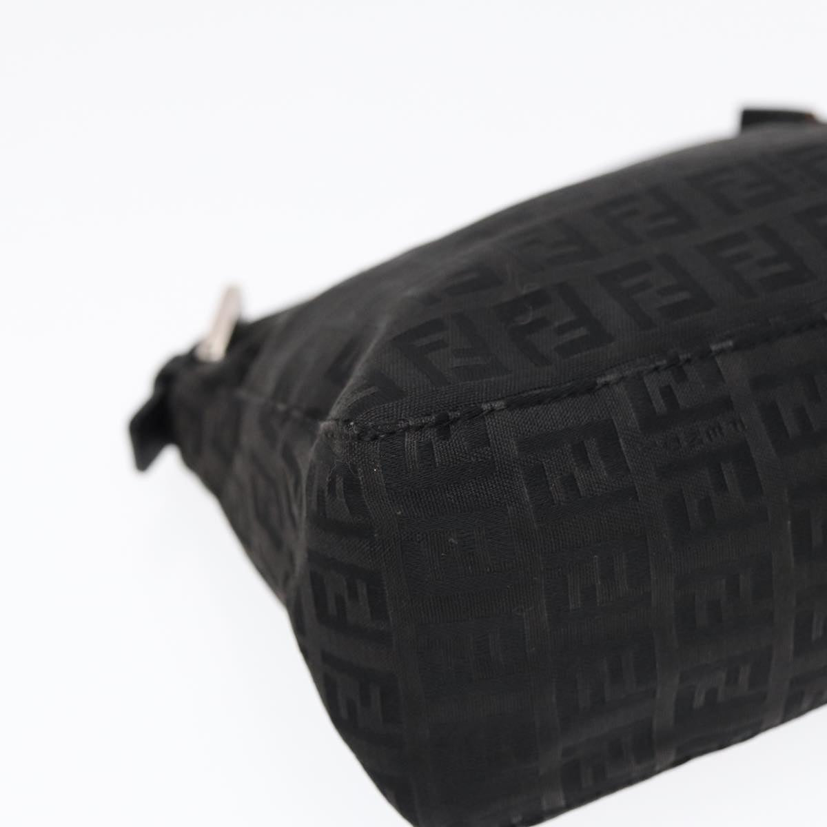 FENDI Zucchino Canvas Hand Pouch Black Silver85554