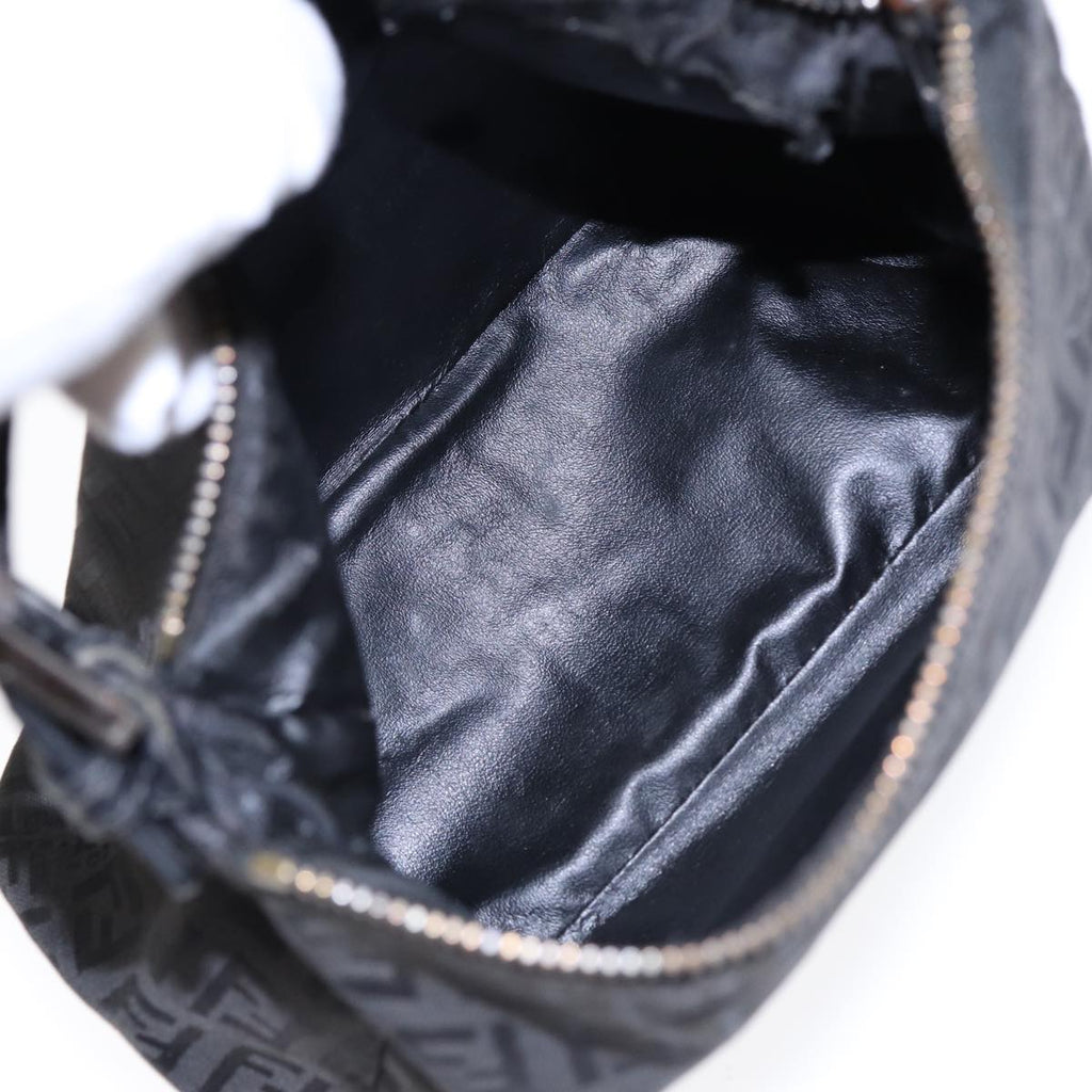 FENDI Zucchino Canvas Hand Pouch Black Silver85554