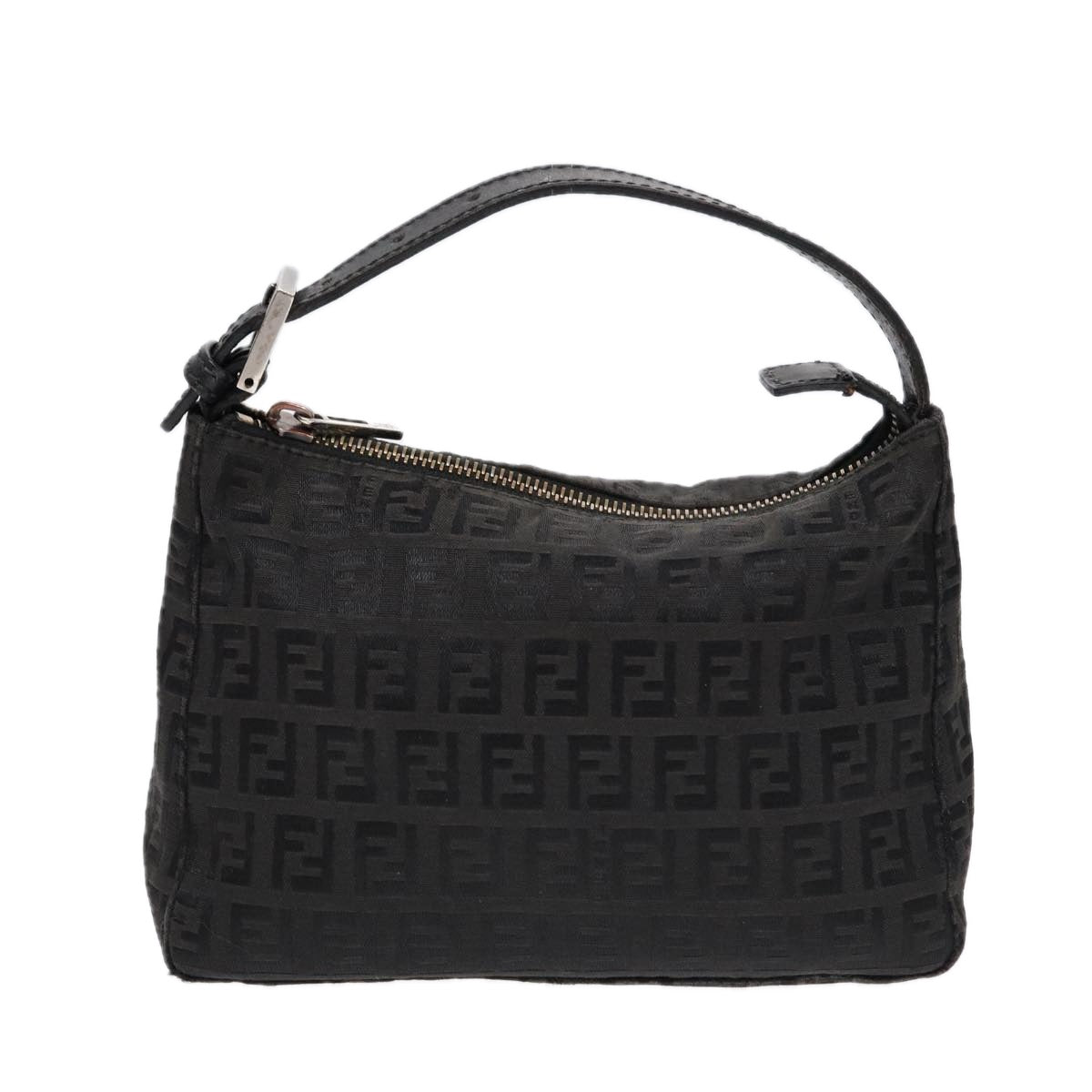 FENDI Zucchino Canvas Hand Pouch Black Silver85554