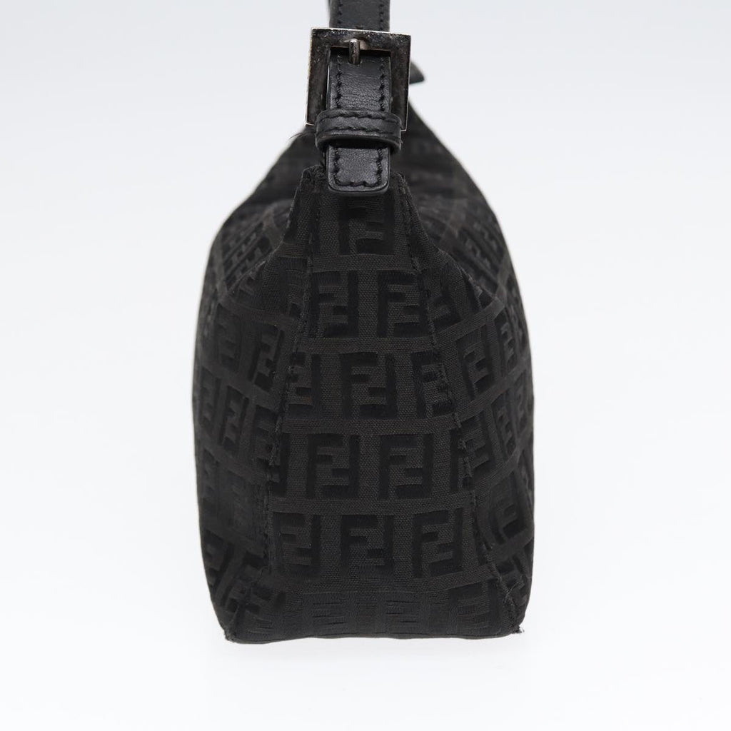 FENDI Zucchino Canvas Hand Pouch Black Silver85554