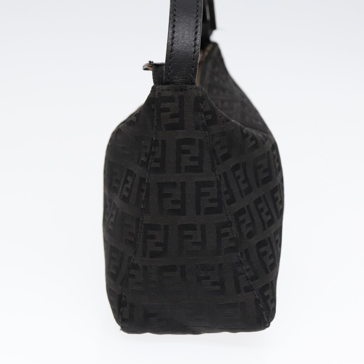 FENDI Zucchino Canvas Hand Pouch Black Silver85554
