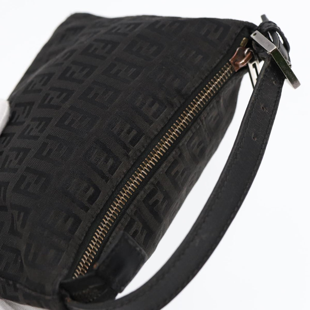 FENDI Zucchino Canvas Hand Pouch Black Silver85554