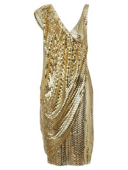 Burberry Burberry Asymmetric Mesh Dress with Metallic Paillette Embellishments, Brand Size 4 (US Size 2)