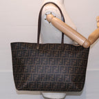 FENDI Zucca Canvas Tote Bag Brown Black gold85703