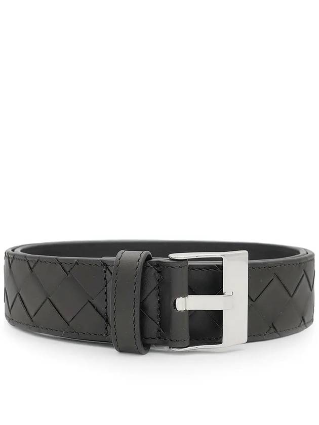 Bottega Veneta Watch Buckle Leather Belt Black