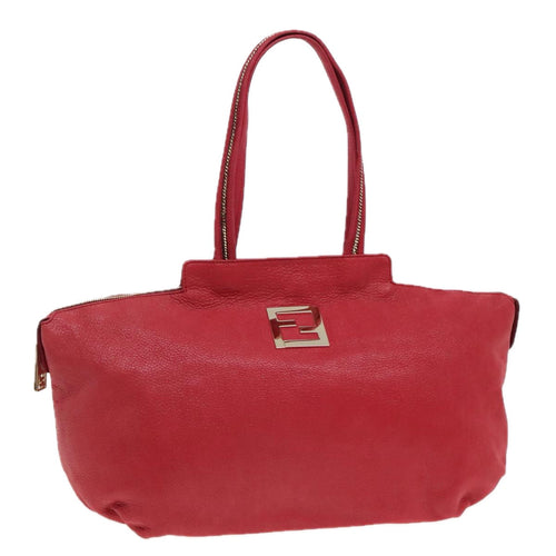 FENDI Tote Bag Leather Gold Red85774