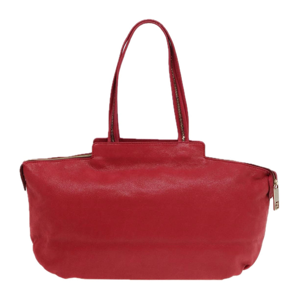 FENDI Tote Bag Leather Gold Red85774