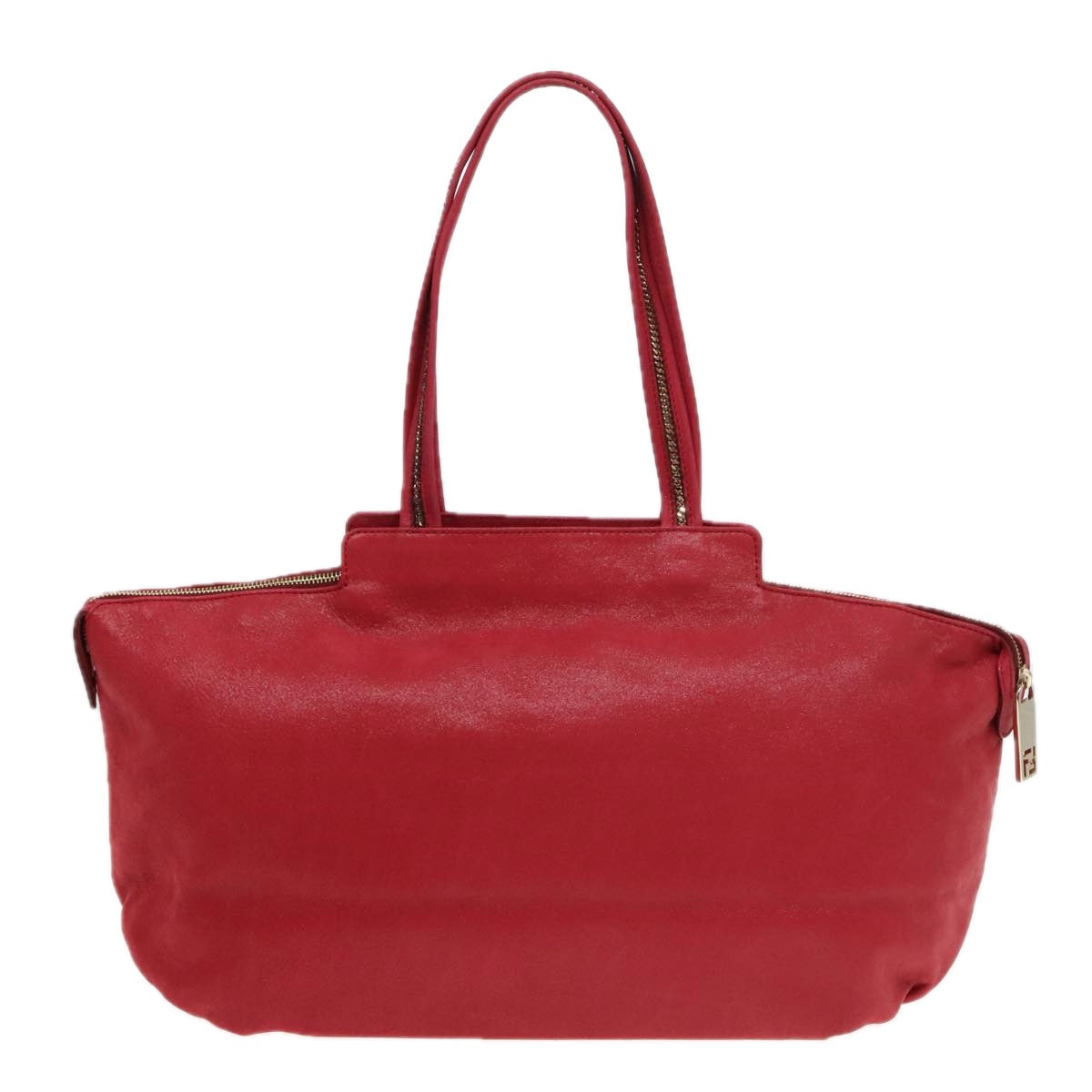 FENDI Tote Bag Leather Gold Red85774