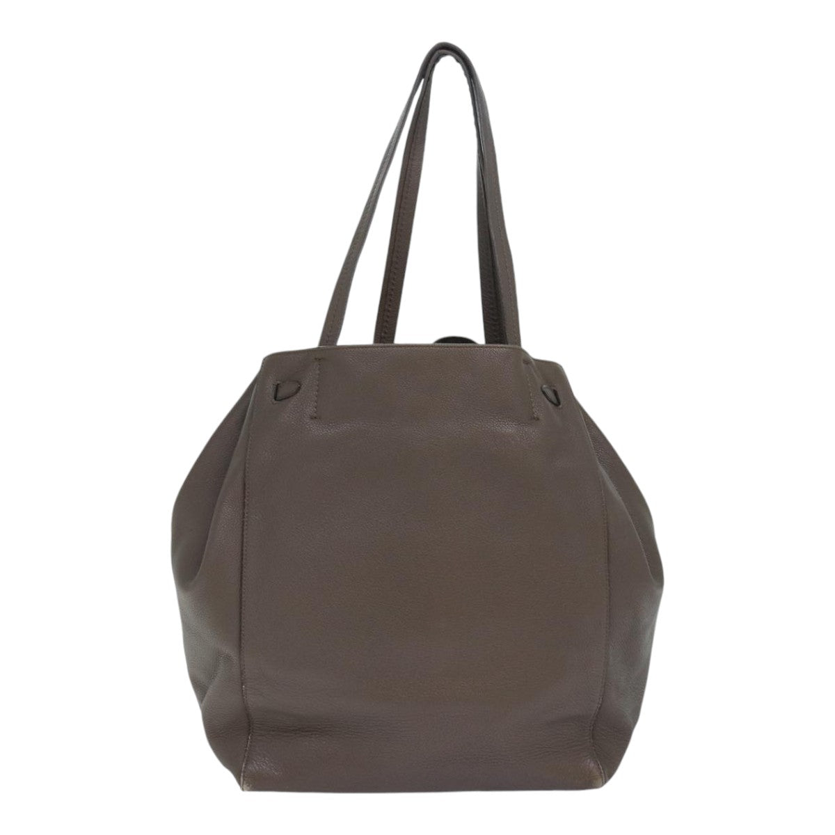 CELINE Cabas Phantom Small Tote Bag Leather Gray Gold Auth 85864