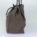 CELINE Cabas Phantom Small Tote Bag Leather Gray Gold Auth 85864