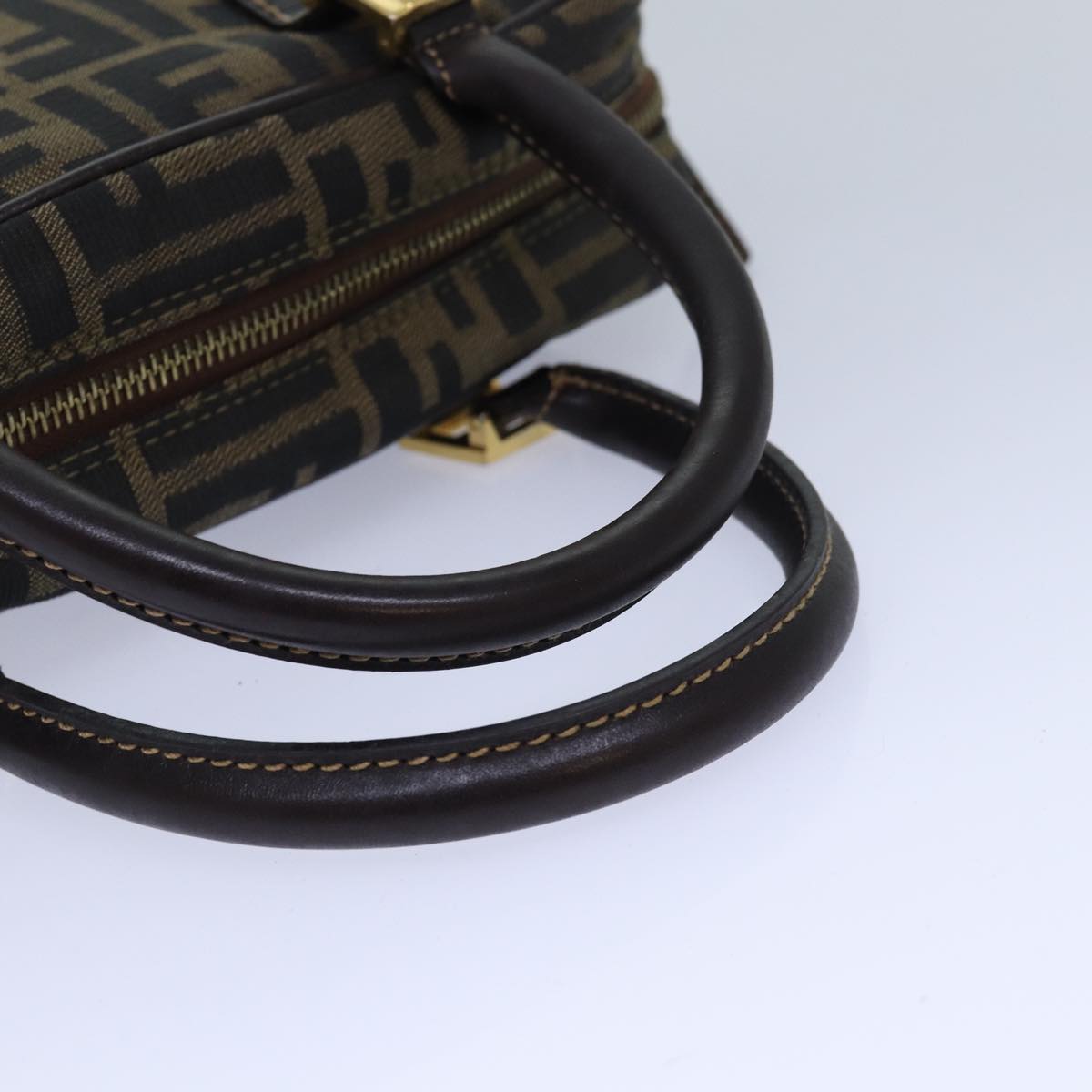 FENDI Zucca Canvas Hand Bag Brown Black gold85877