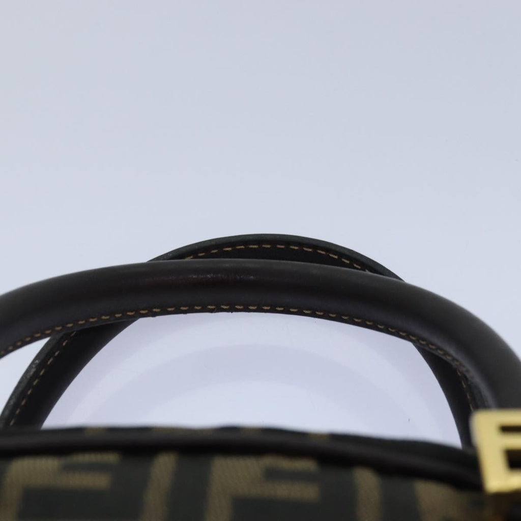 FENDI Zucca Canvas Hand Bag Brown Black gold85877