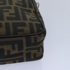 FENDI Zucca Canvas Hand Bag Brown Black gold85877
