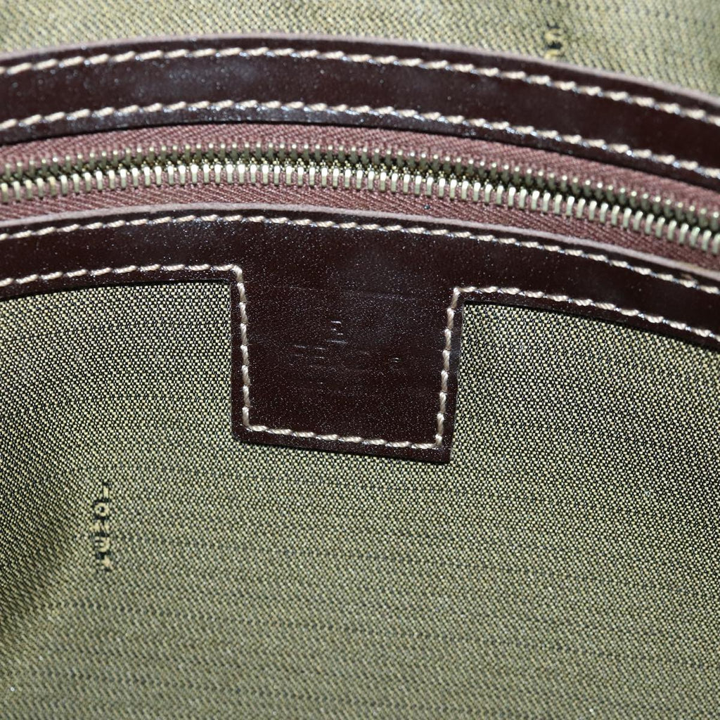 FENDI Zucca Canvas Hand Bag Brown Black gold85877