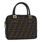 FENDI Zucca Canvas Hand Bag Brown Black gold85877