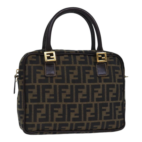 FENDI Zucca Canvas Hand Bag Brown Black gold85877