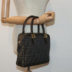 FENDI Zucca Canvas Hand Bag Brown Black gold85877