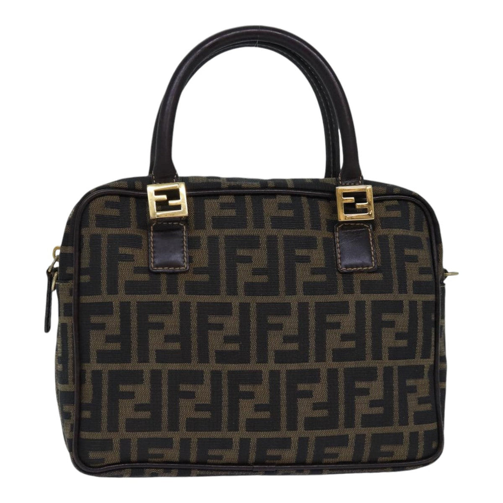 FENDI Zucca Canvas Hand Bag Brown Black gold85877