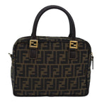 FENDI Zucca Canvas Hand Bag Brown Black gold85877