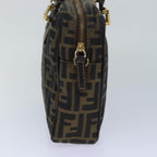 FENDI Zucca Canvas Hand Bag Brown Black gold85877