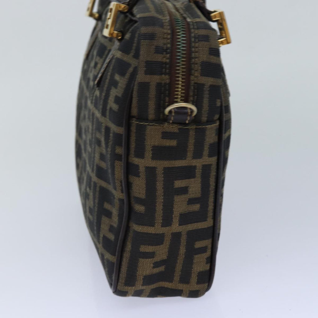 FENDI Zucca Canvas Hand Bag Brown Black gold85877