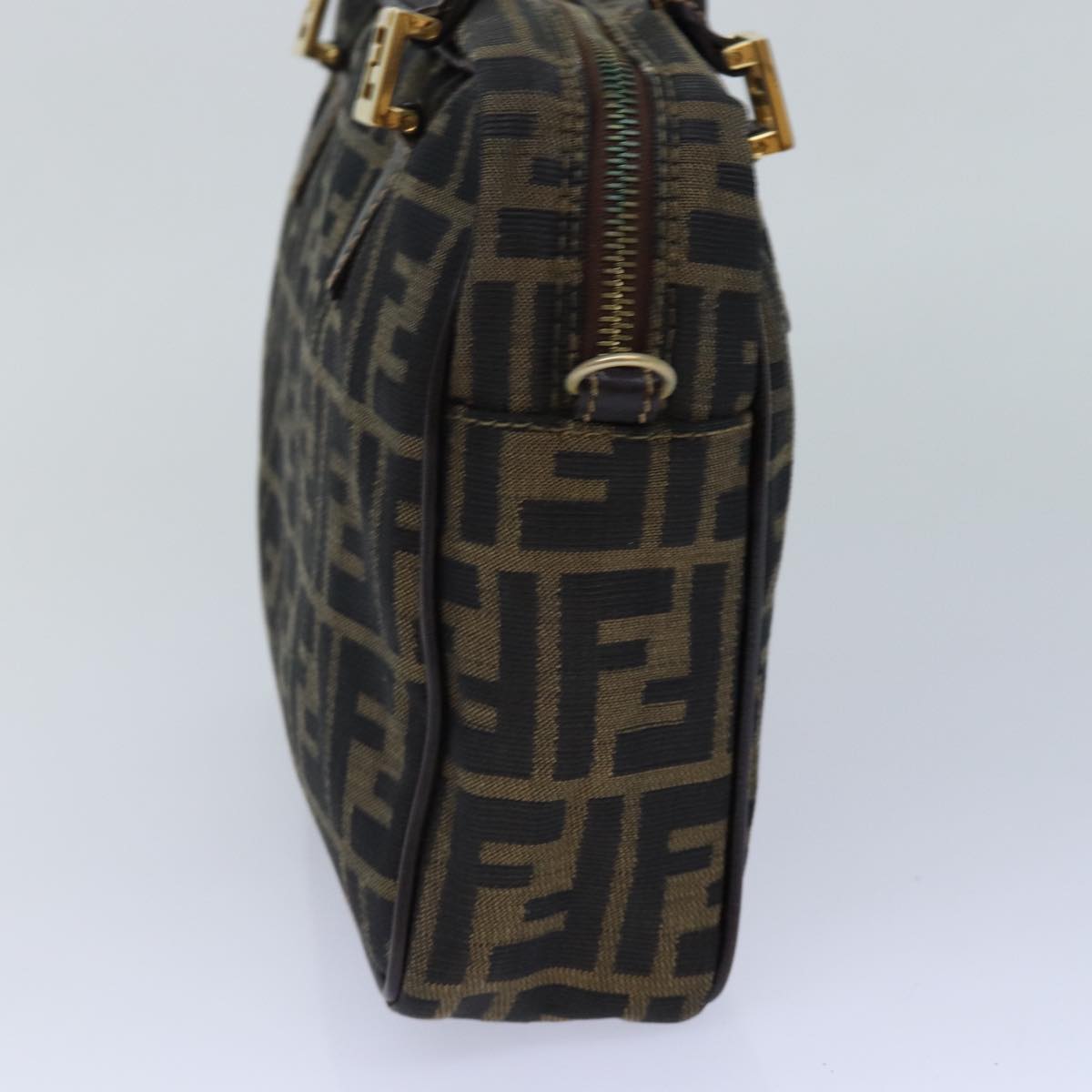 FENDI Zucca Canvas Hand Bag Brown Black gold85877