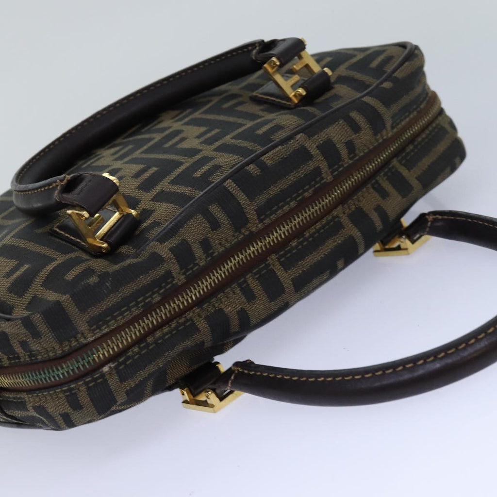 FENDI Zucca Canvas Hand Bag Brown Black gold85877