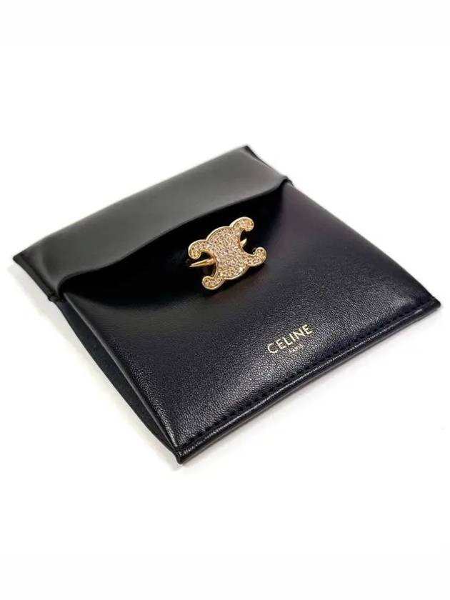 CELINE Women's Crystal Triomphe Rhinestone Ring Gold