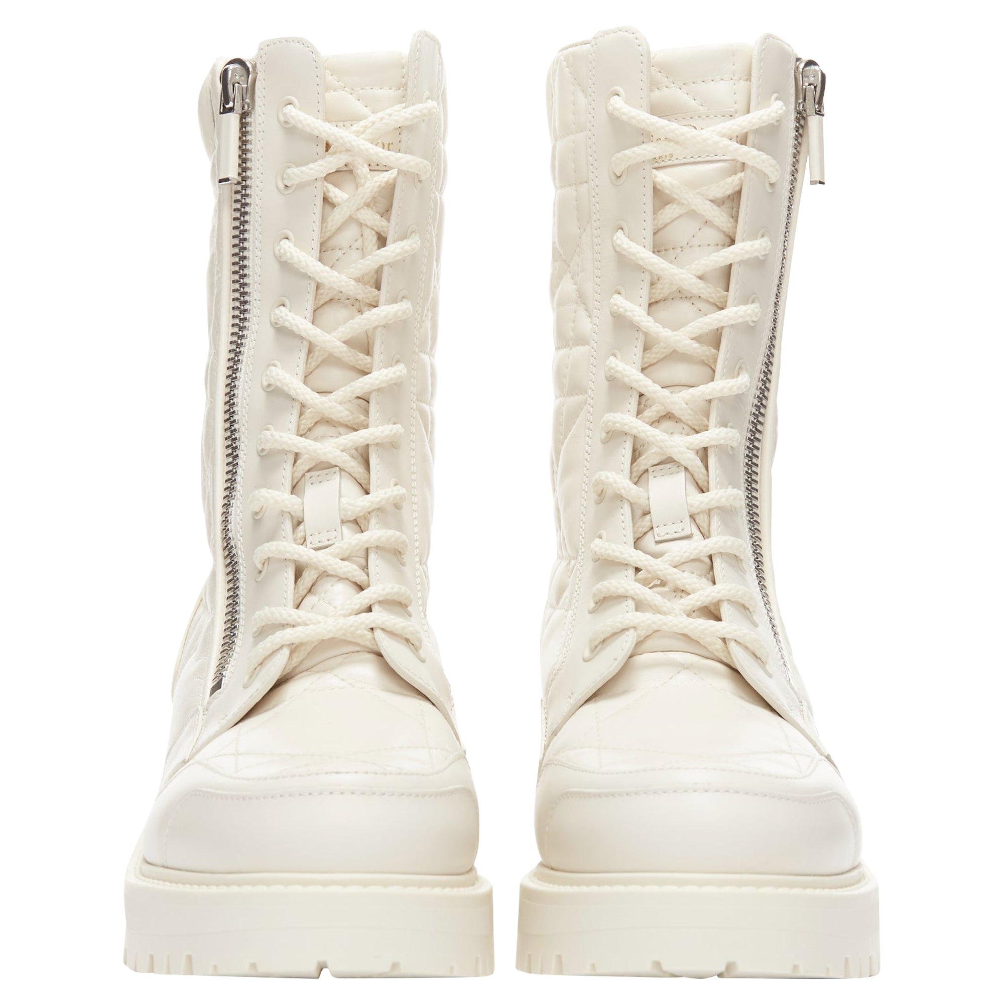 Christian Dior d-leader cannage quilted leather ankle boots