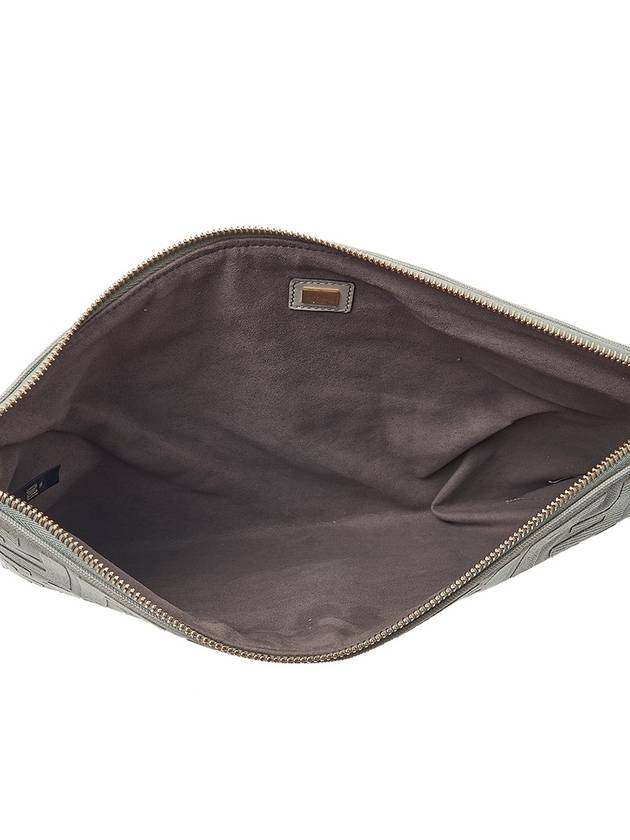 Fendi FF Logo Flat Large Clutch Bag Grey