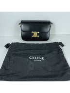CELINE Classique Triomphe Shiny Calfskin Shoulder Bag Black
