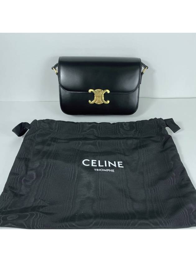 CELINE Classique Triomphe Shiny Calfskin Shoulder Bag Black