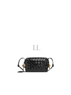 Bottega Veneta Intrecciato Loop Camera Mini Shoulder Bag Black