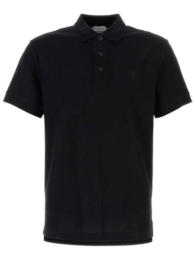 Burberry Men's Embroidered Logo Cotton Polo Shirt Black