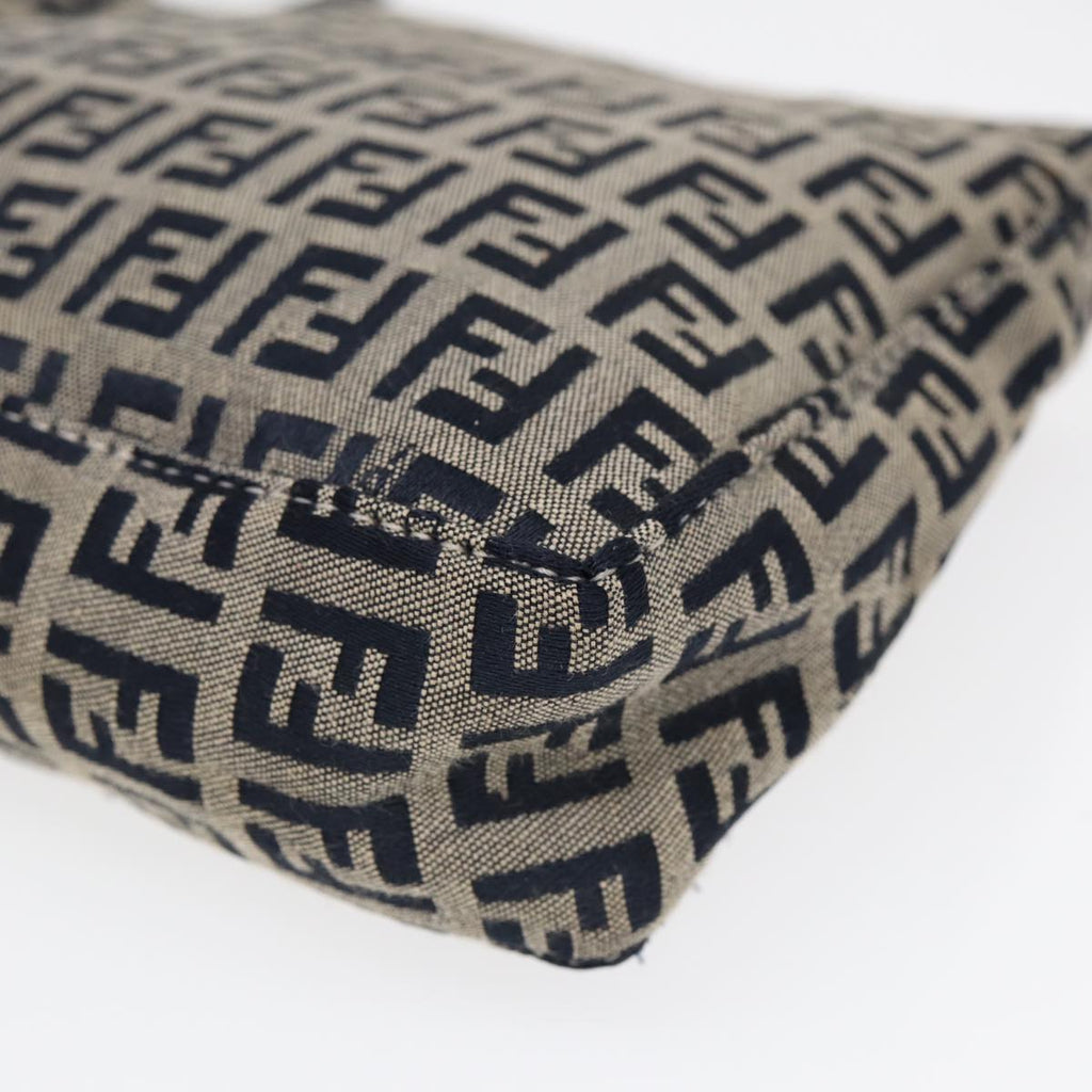 FENDI Zucchino Canvas Hand Bag Navy Silver86178