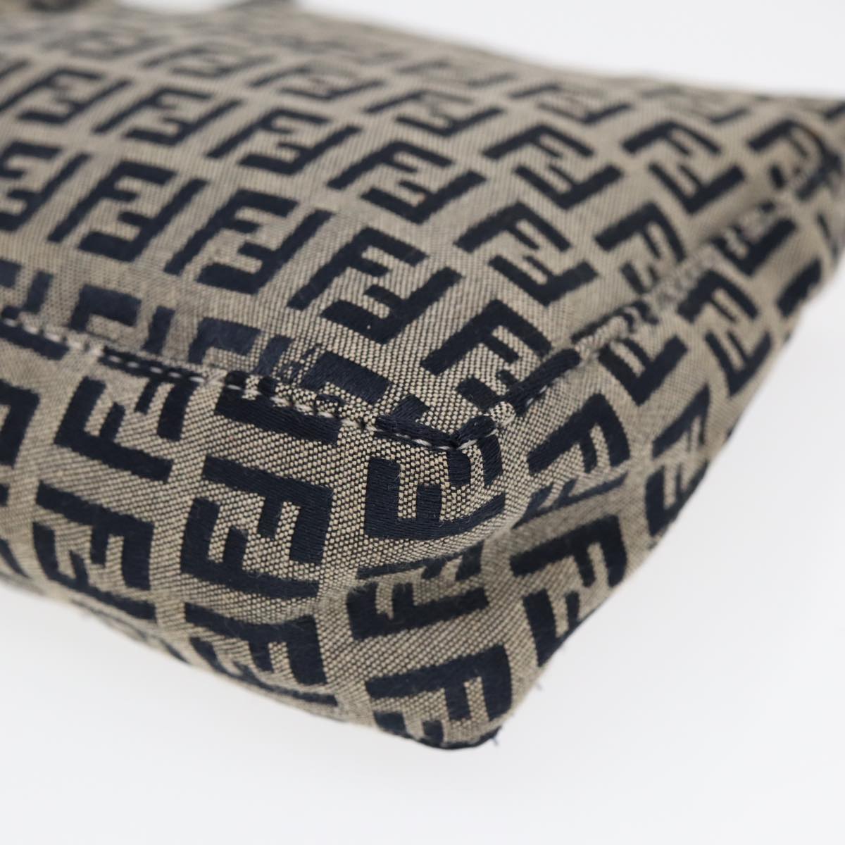 FENDI Zucchino Canvas Hand Bag Navy Silver86178